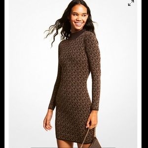 Michael Kors logo jacquard long sleeve dress